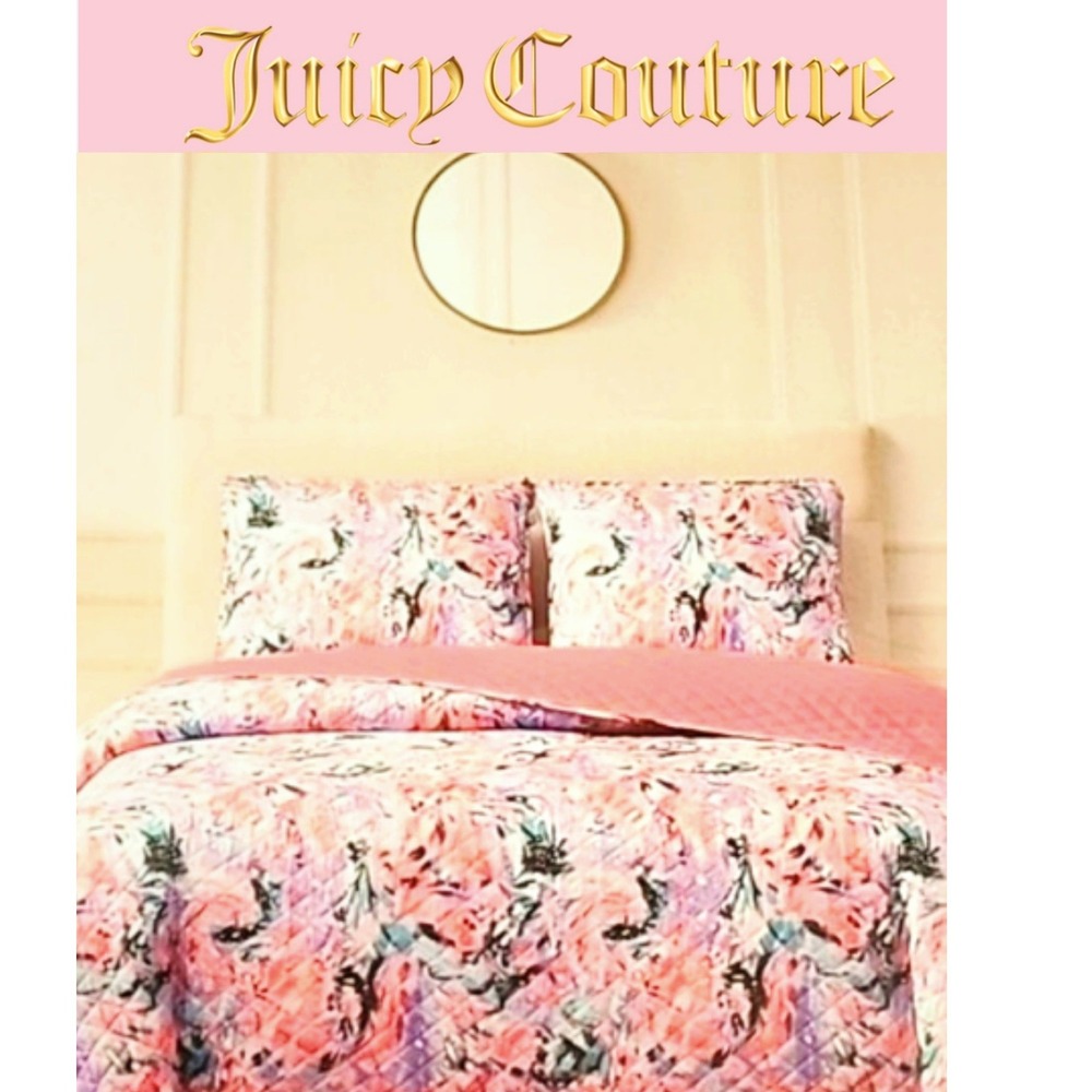 Juicy Couture  Flor Print 3PC King Quilt Set